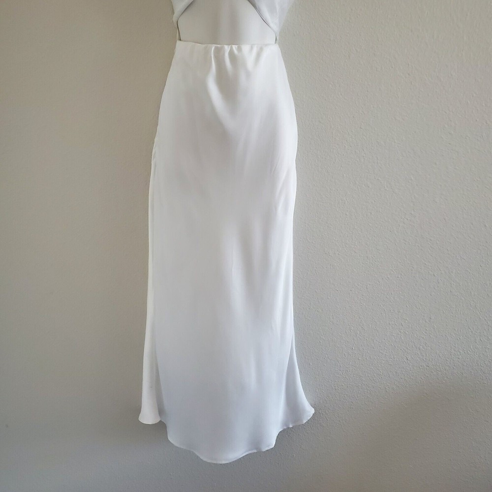 Princess Polly Fiorella Satin Midi Slip Dress 6 White Halter Tie Neck - Picture 4 of 10